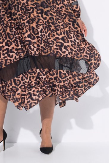 Ulla Popken 842979 Vestido con estampado animal Marrón - Vestidos midi - Vestidos midi de talla grande