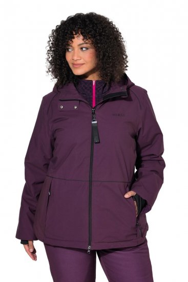 Ulla Popken 843105 Chaqueta técnica HYPRAR impermeable con estampado de ondas Ciruela - Chaquetas - Chaquetas para mujer en tallas grandes
