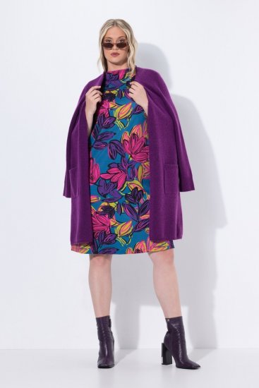 Ulla Popken 843180 Vestido de jersey de flores Petróleo - Vestidos - Vestidos para todas las tallas