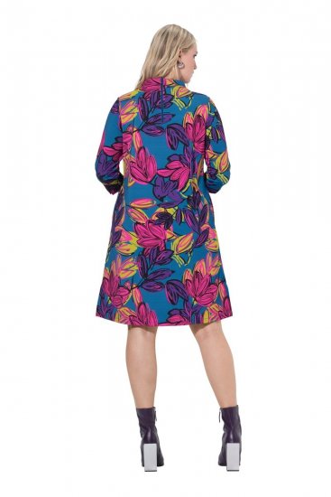 Ulla Popken 843180 Vestido de jersey de flores Petróleo - Vestidos - Vestidos para todas las tallas