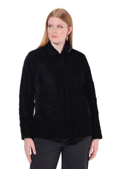 Ulla Popken 843244 Chaqueta de terciopelo Negro - Chaquetas - Chaquetas para mujer en tallas grandes