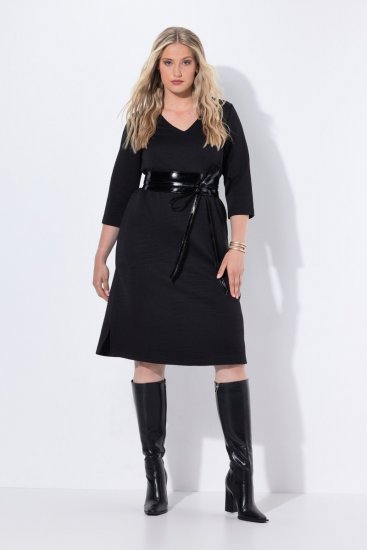 Ulla Popken 843326 Vestido de felpa con manga 3/4 Negro - Vestidos sudadera - 