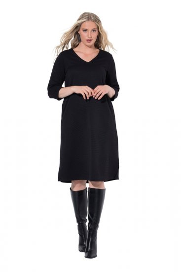 Ulla Popken 843326 Vestido de felpa con manga 3/4 Negro - Vestidos sudadera - 