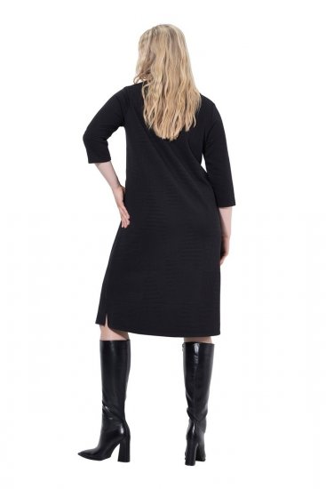 Ulla Popken 843326 Vestido de felpa con manga 3/4 Negro - Vestidos sudadera - 