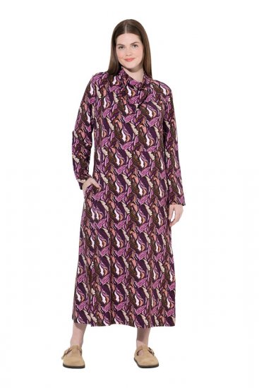 Ulla Popken 843358 Vestido de felpa estampado Ciruela - Vestidos sudadera - 