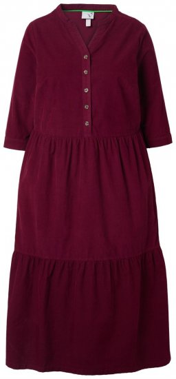 Ulla Popken 843383 Vestido de pana con manga 3/4 Burdeos - Vestidos maxi - Vestidos largos en tallas grandes