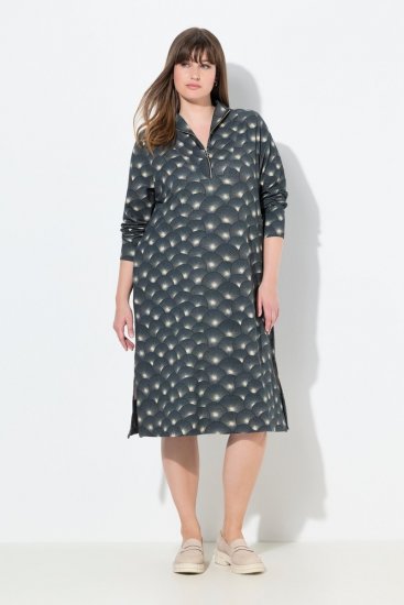 Ulla Popken 843506 Vestido de felpa estampado Negro - Vestidos sudadera - 