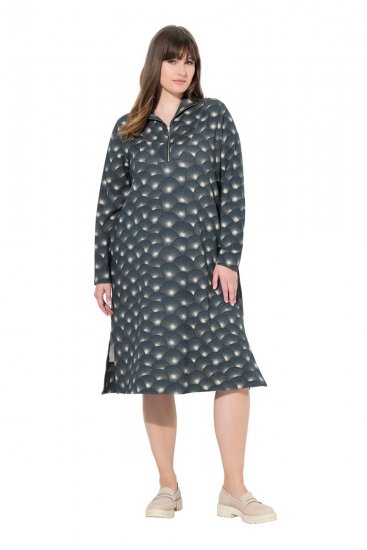 Ulla Popken 843506 Vestido de felpa estampado Negro - Vestidos sudadera - 