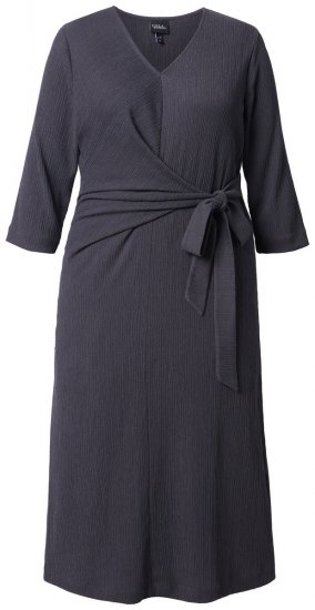 Ulla Popken 843595 Vestido cruzado con manga 3/4 Gris jaspeado - Vestidos midi - Vestidos midi de talla grande