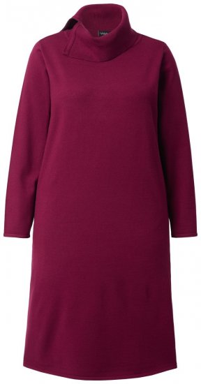 Ulla Popken 843627 Vestido de punto de manga larga con cuello alto Burdeos - Vestidos midi - Vestidos midi de talla grande