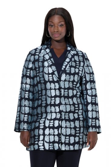 Ulla Popken 843937 Blazer texturizado estampado Azul marino - Blazers - Blazers en tallas grandes para mujer