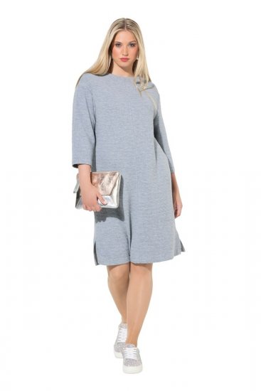 Ulla Popken 843999 Vestido con manga 3/4 Gris jaspeado - Vestidos - Vestidos para todas las tallas