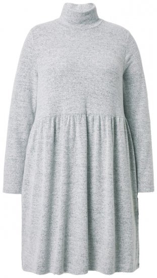 Ulla Popken 844233 Vestido de punto de manga larga con cuello alto Gris jaspeado - Vestidos de punto - 