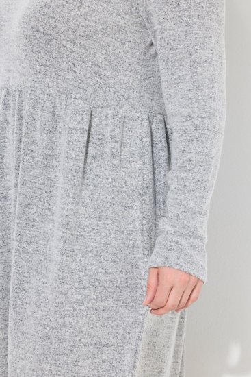 Ulla Popken 844233 Vestido de punto de manga larga con cuello alto Gris jaspeado - Vestidos de punto - 