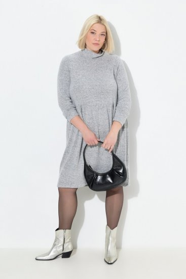 Ulla Popken 844233 Vestido de punto de manga larga con cuello alto Gris jaspeado - Vestidos de punto - 
