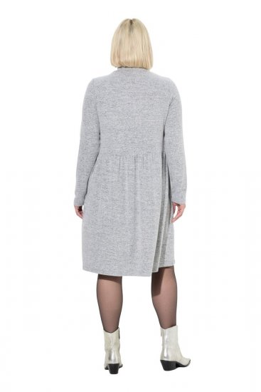Ulla Popken 844233 Vestido de punto de manga larga con cuello alto Gris jaspeado - Vestidos de punto - 