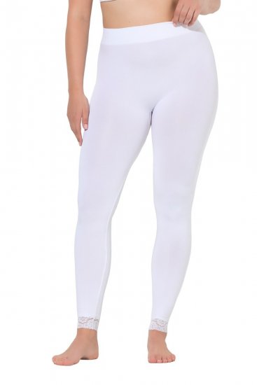 Ulla Popken 844563 Leggings de media con encaje Blanco - Medias & calcetines - 