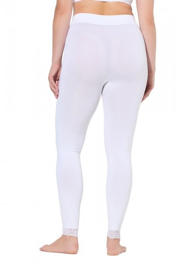 Ulla Popken 844563 Leggings de media con encaje Blanco - Medias & calcetines - 