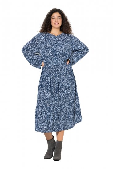 Ulla Popken 844594 Vestido midi de flores Azul marino - Vestidos midi - Vestidos midi de talla grande