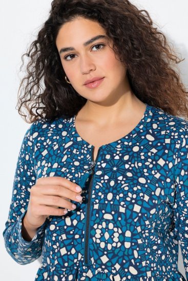 Ulla Popken 844722 Vestido de felpa estampado Petróleo - Vestidos sudadera - 