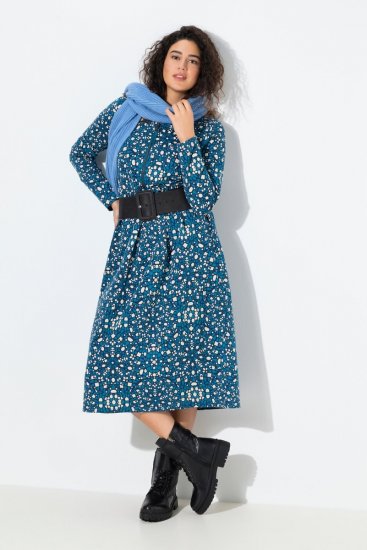 Ulla Popken 844722 Vestido de felpa estampado Petróleo - Vestidos sudadera - 