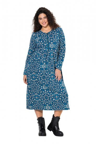 Ulla Popken 844722 Vestido de felpa estampado Petróleo - Vestidos sudadera - 