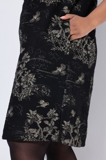 Ulla Popken 844739 Vestido con manga 3/4 Negro - Vestidos midi - Vestidos midi de talla grande