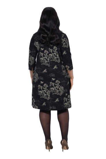 Ulla Popken 844739 Vestido con manga 3/4 Negro - Vestidos midi - Vestidos midi de talla grande