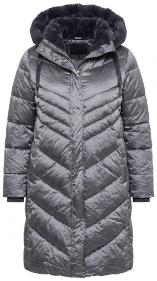 Ulla Popken 844764 Abrigo acolchado HYPRAR con brillo metalizado Antracita - Abrigos - Abrigos de talla grande