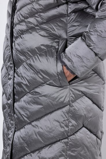 Ulla Popken 844764 Abrigo acolchado HYPRAR con brillo metalizado Antracita - Abrigos - Abrigos de talla grande