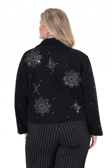Ulla Popken 844839 Chaqueta corta con bordado de copos de nieve Azul marino - Chaquetas - Chaquetas para mujer en tallas grandes