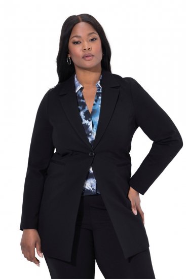 Ulla Popken 844842 Blazer de punto Negro - Blazers - Blazers en tallas grandes para mujer