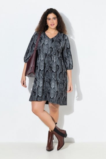 Ulla Popken 844945 Vestido de jersey estampado Negro - Vestidos de punto jersey - 