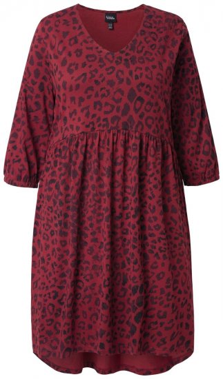 Ulla Popken 844945 Vestido de jersey evasé con cuello de pico Ciruela - Vestidos de punto jersey - 