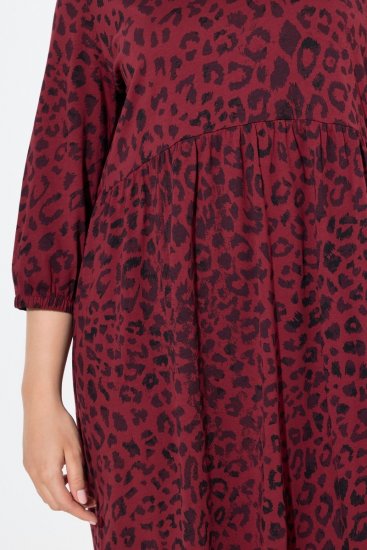 Ulla Popken 844945 Vestido de jersey evasé con cuello de pico Ciruela - Vestidos de punto jersey - 