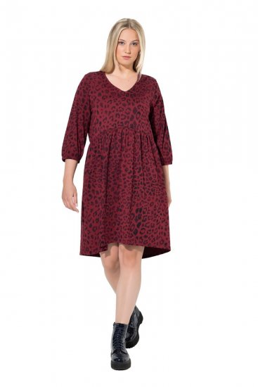 Ulla Popken 844945 Vestido de jersey evasé con cuello de pico Ciruela - Vestidos de punto jersey - 
