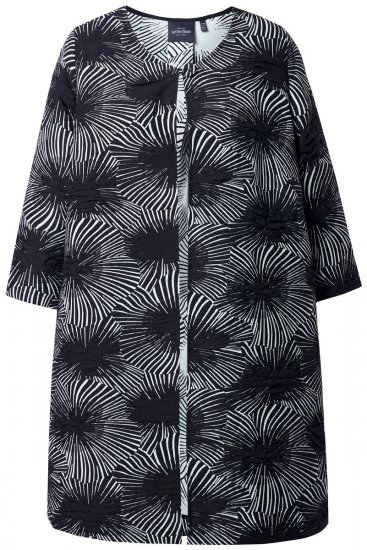 Ulla Popken 844981 Blazer texturizado con cuello redondo Negro - Blazers - Blazers en tallas grandes para mujer