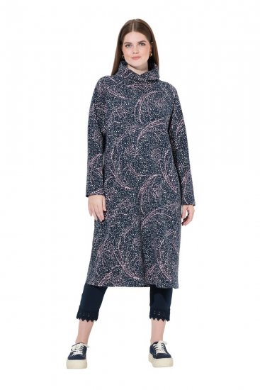 Ulla Popken 844993 Vestido de felpa estampado Azul marino - Vestidos sudadera - 