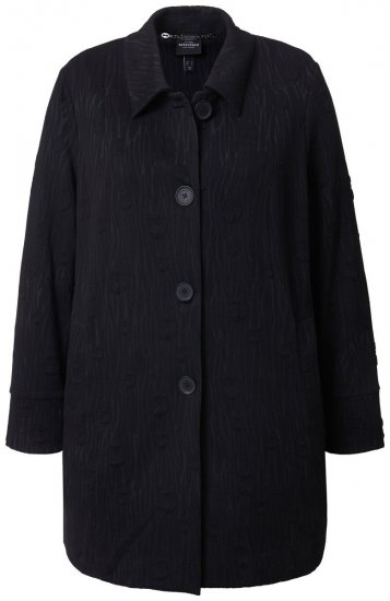 Ulla Popken 845026 Sobrecamisa con textura de cebra Negro - Chaquetas - Chaquetas para mujer en tallas grandes