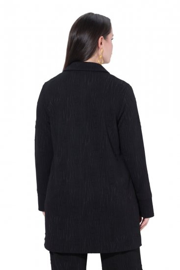 Ulla Popken 845026 Sobrecamisa con textura de cebra Negro - Chaquetas - Chaquetas para mujer en tallas grandes