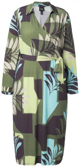 Ulla Popken 845122 Vestido midi estampado con bolsillos Turquesa - Vestidos midi - Vestidos midi de talla grande