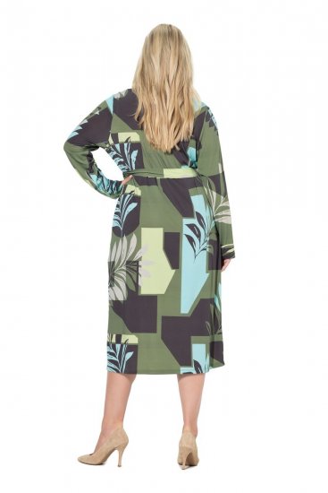 Ulla Popken 845122 Vestido midi estampado con bolsillos Turquesa - Vestidos midi - Vestidos midi de talla grande