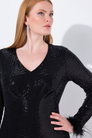 Ulla Popken 845145 Vestido de lentejuelas Negro - Vestidos de noche - Vestidos de fiesta de gran talla