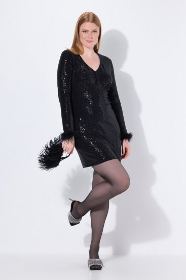 Ulla Popken 845145 Vestido de lentejuelas Negro - Vestidos de noche - Vestidos de fiesta de gran talla