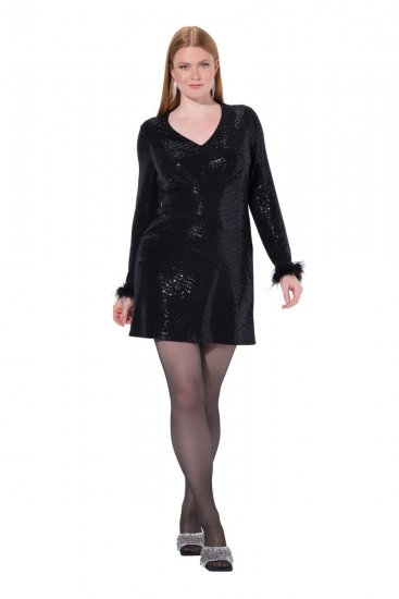 Ulla Popken 845145 Vestido de lentejuelas Negro - Vestidos de noche - Vestidos de fiesta de gran talla