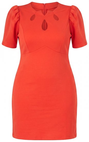 Ulla Popken 845150 Vestido ceñido de manga corta Rojo - Vestidos - Vestidos para todas las tallas