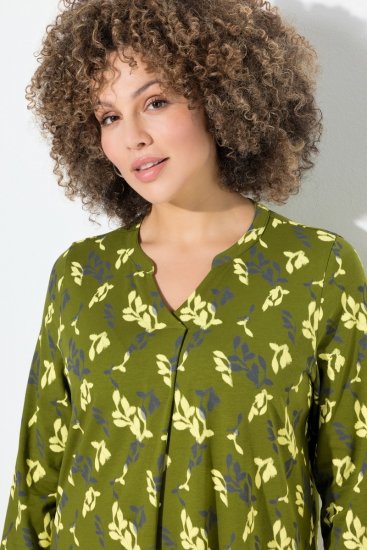 Ulla Popken 845190 Vestido de jersey de flores Turquesa - Vestidos de punto jersey - 