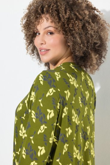 Ulla Popken 845190 Vestido de jersey de flores Turquesa - Vestidos de punto jersey - 