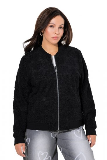 Ulla Popken 845262 Chaqueta teddy Negro - Chaquetas - Chaquetas para mujer en tallas grandes