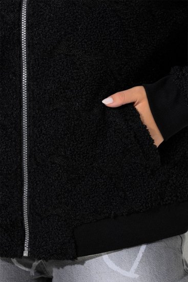 Ulla Popken 845262 Chaqueta teddy Negro - Chaquetas - Chaquetas para mujer en tallas grandes